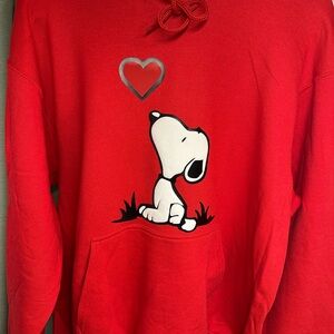 Snoopy Red Hoodie with Heart Design
